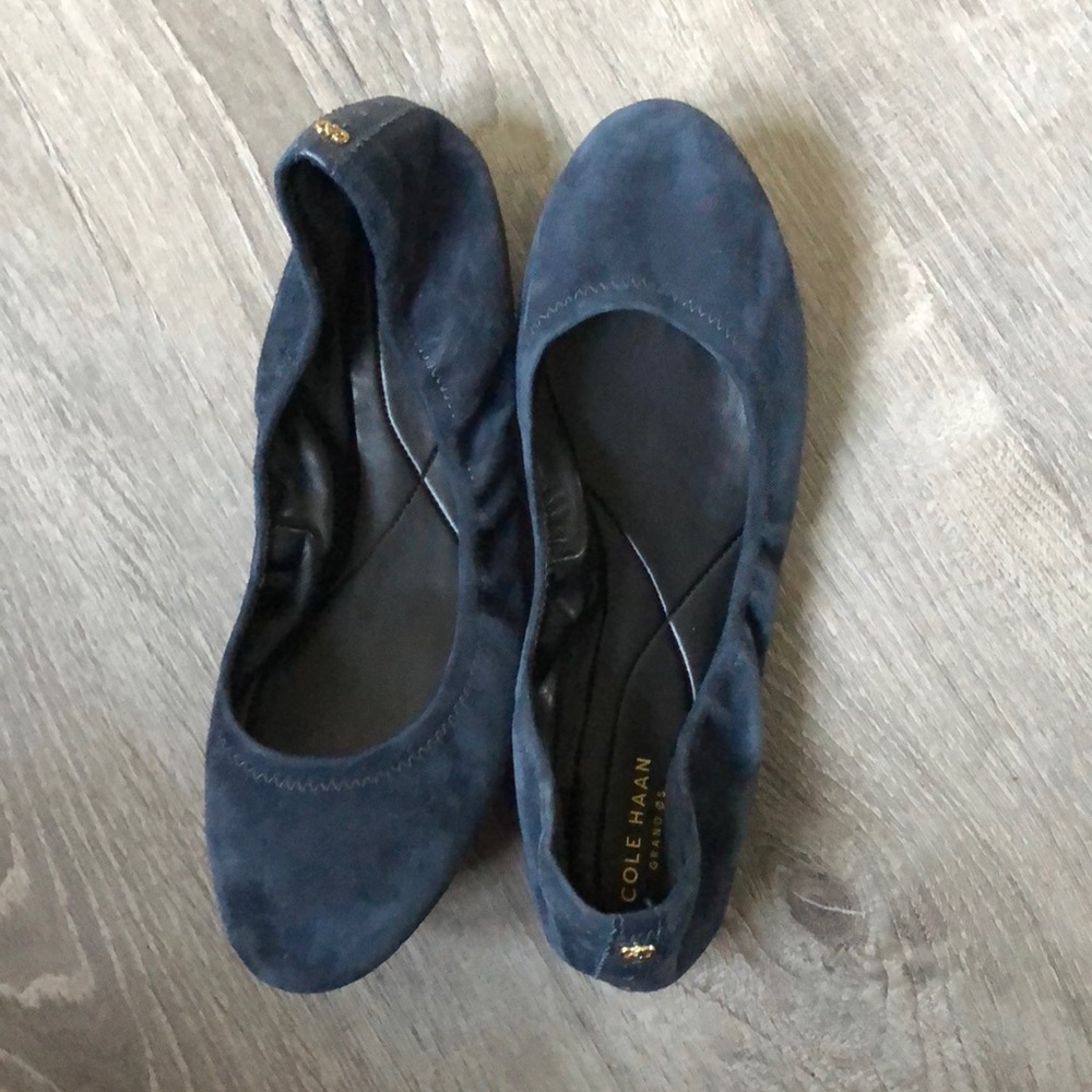 Cole Haan ballet flats navy blue suede 9